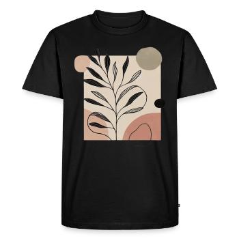 Botanique abstraite – Motif végétal minimaliste - T-shirt Premium bio Homme - noir - Devant - Nico (187cm)