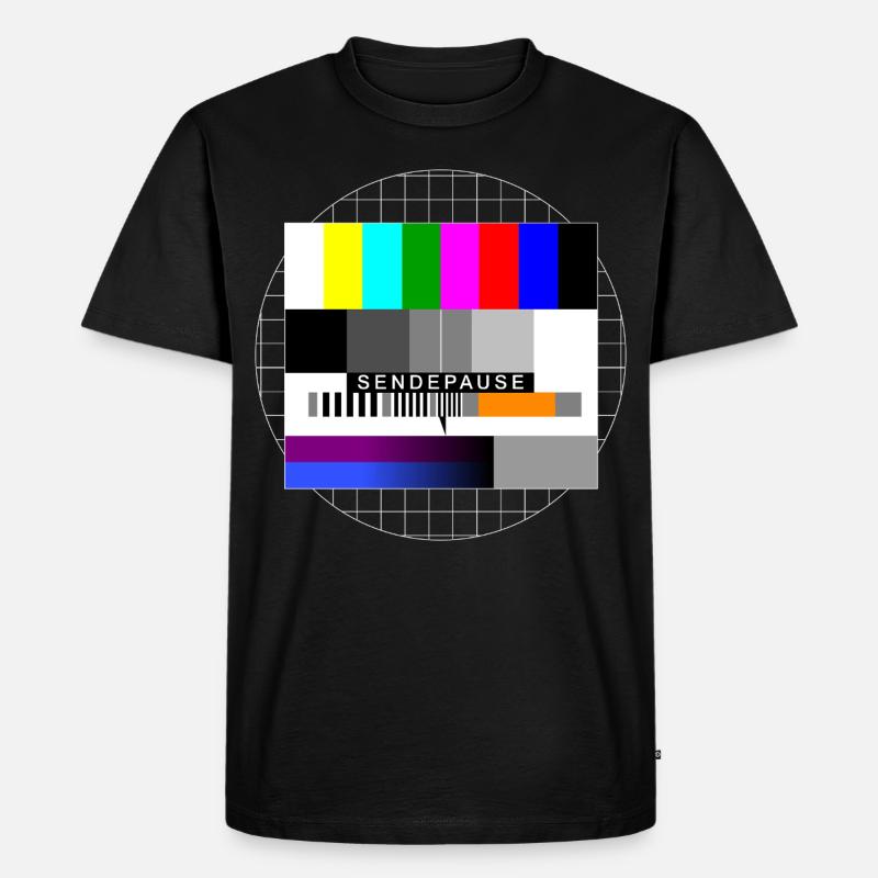 Sendepause Testbild - Männer Premium Bio T-Shirt - Schwarz
