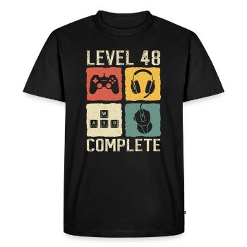 Level 48 Complete Gamer 48th Birthday Gift - Men's Premium Organic T-Shirt - black - Front - Nico (187cm)