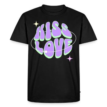 KISS LOVE - Rétro Liebe - T-shirt Premium bio Homme - noir - Devant - Nico (187cm)