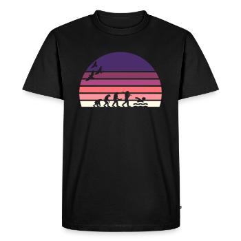 retro vintage sunset évolution NATATION - T-shirt Premium bio Homme - noir - Devant - Nico (187cm)