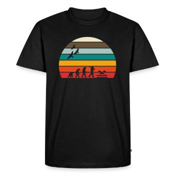 retro vintage sunset évolution NATATION - T-shirt Premium bio Homme - noir - Devant - Nico (187cm)