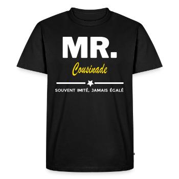 MR. souvent imité, jamais égalé Cousinade - T-shirt Premium bio Homme - noir - Devant - Nico (187cm)