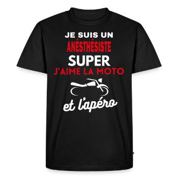 moto phrase drôle apéro ANÉSTHÉSISTE citation - T-shirt Premium bio Homme - noir - Devant - Nico (187cm)
