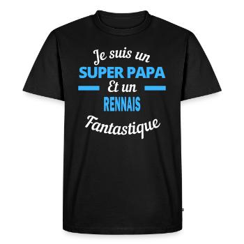 SUPER PAPA Fantastique RENNAIS - T-shirt Premium bio Homme - noir - Devant - Nico (187cm)