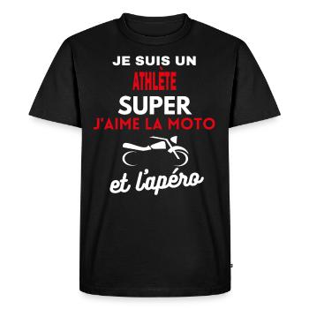 moto phrase drôle apéro ATHLÈTE citation - T-shirt Premium bio Homme - noir - Devant - Nico (187cm)