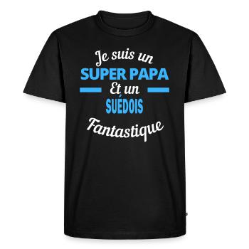 SUPER PAPA Fantastique SUÉDOIS - T-shirt Premium bio Homme - noir - Devant - Nico (187cm)