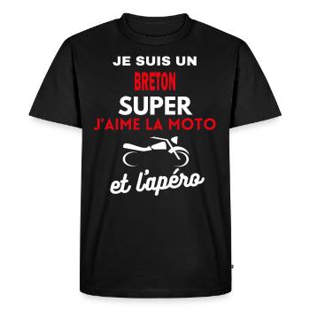 moto phrase drôle apéro BRETON citation - T-shirt Premium bio Homme - noir - Devant - Nico (187cm)