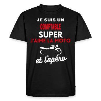moto phrase drôle apéro COMPTABLE citation - T-shirt Premium bio Homme - noir - Devant - Nico (187cm)