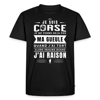 Corse - Je Suis Corse, Je Ferme Pas Ma Gueule - T-shirt Premium bio Homme - noir - Devant - Nico (187cm)