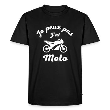 Je peux pas j ai moto - T-shirt Premium bio Homme - noir - Devant - Nico (187cm)