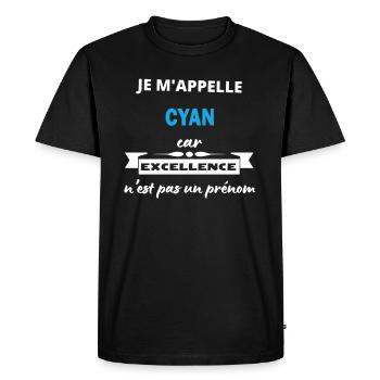 Je m'appelle excellence Cyan - T-shirt Premium bio Homme - noir - Devant - Nico (187cm)