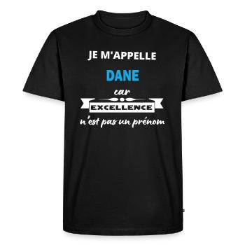 Je m'appelle excellence Dane - T-shirt Premium bio Homme - noir - Devant - Nico (187cm)