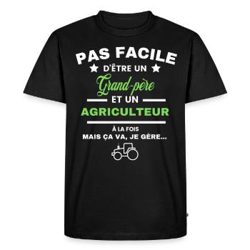 pas facile d'être agriculteur et Grand-père - T-shirt Premium bio Homme - noir - Devant - Nico (187cm)