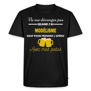 Ne me dérangez pas QUAND J'ai l'apéro modélisme - T-shirt Premium bio Homme - noir - Devant - Nico (187cm)