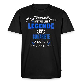 humour Légende et GUITARISTE cadeau - T-shirt Premium bio Homme - noir - Devant - Nico (187cm)
