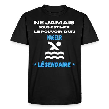 ne jamais sous estimer légendaire NAGEUR - T-shirt Premium bio Homme - noir - Devant - Nico (187cm)