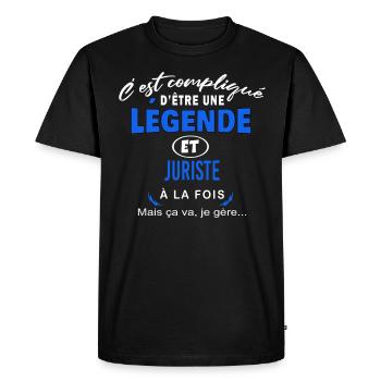 humour Légende et JURISTE cadeau - T-shirt Premium bio Homme - noir - Devant - Nico (187cm)