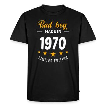 Bad boy réalisé en 1970 - T-shirt Premium bio Homme - noir - Devant - Nico (187cm)
