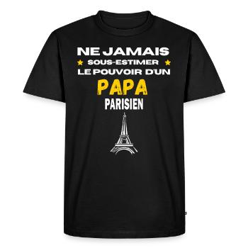 ne jamais sous estimer PARISIEN papa - T-shirt Premium bio Homme - noir - Devant - Nico (187cm)