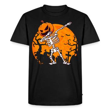 Squelette avec Citrouille Jack O Lantern Halloween - T-shirt Premium bio Homme - noir - Devant - Nico (187cm)