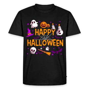 Happy Halloween Pumpkin Lantern Ghost Ghost - Men's Premium Organic T-Shirt - black - Front - Nico (187cm)