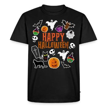 Happy Halloween Pumpkin Lantern Ghost Ghost - Men's Premium Organic T-Shirt - black - Front - Nico (187cm)