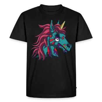 Zombiecorn Zombie Licorne Gothique Gothique Halloween - T-shirt Premium bio Homme - noir - Devant - Nico (187cm)