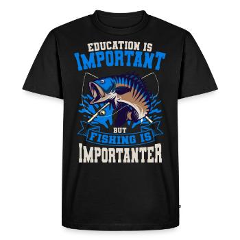 Education Is Important Fishing Is An Important Fisherman - Men's Premium Organic T-Shirt - black - Front - Nico (187cm)