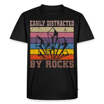 Vintage Retro Geologist Crystal Stone Collector - T-shirt Premium bio Homme - noir - Devant - Nico (187cm)