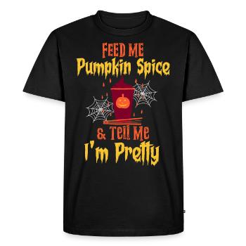 Pumpkin Spice Coffee Pumpkin Autumn Halloween - Men's Premium Organic T-Shirt - black - Front - Nico (187cm)