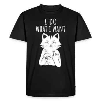 Je fais ce que je veux Drôle de chat majeur - T-shirt Premium bio Homme - noir - Devant - Nico (187cm)