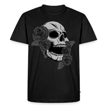 Crâne Crâne Roses Noires Gothique Gothique - T-shirt Premium bio Homme - noir - Devant - Nico (187cm)
