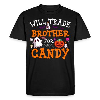 Swap Brother For Candy Pumpkin Halloween - Men's Premium Organic T-Shirt - black - Front - Nico (187cm)