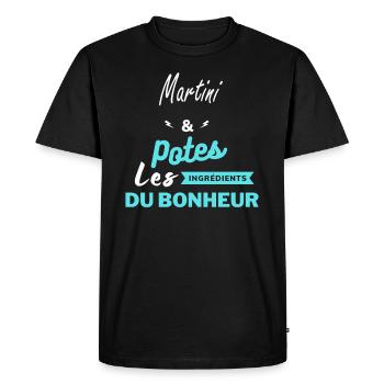 potes les ingrédients du bonheur Martini - T-shirt Premium bio Homme - noir - Devant - Nico (187cm)