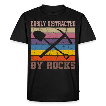 Vintage Retro Geologist Crystal Stone Collector - T-shirt Premium bio Homme - noir - Devant - Nico (187cm)