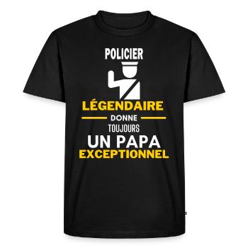 légendaire papa exceptionnel - humour Policier - T-shirt Premium bio Homme - noir - Devant - Nico (187cm)