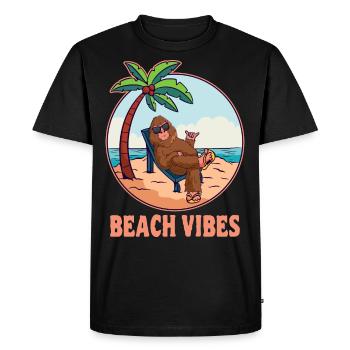 Beach Vibes Bigfoot Summer Holidays Sasquatch - Men's Premium Organic T-Shirt - black - Front - Nico (187cm)