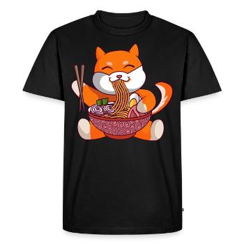 Anime Fox Eats Japanese Noodles Ramen Kawaii - Men's Premium Organic T-Shirt - black - Front - Nico (187cm)