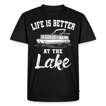Life is better on Lake Pontoon Boating - Men's Premium Organic T-Shirt - black - Front - Nico (187cm)