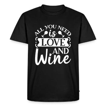 All You Need Is Love And Wine - Wein Spruch - Men's Premium Organic T-Shirt - black - Front - Nico (187cm)