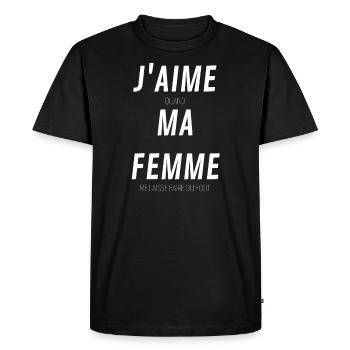 J'AIME MA FEMME foot - T-shirt Premium bio Homme - noir - Devant - Nico (187cm)