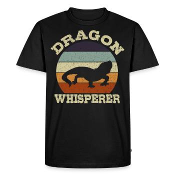 Dragon Whisperer Lézard Gecko Reptile Dragons Barbus - T-shirt Premium bio Homme - noir - Devant - Nico (187cm)