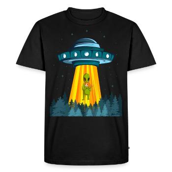 Space Alien vaisseau spatial Cat Ufo extraterrestre - T-shirt Premium bio Homme - noir - Devant - Nico (187cm)