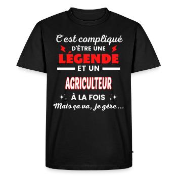 C'est compliqué phrase drôle AGRICULTEUR - T-shirt Premium bio Homme - noir - Devant - Nico (187cm)
