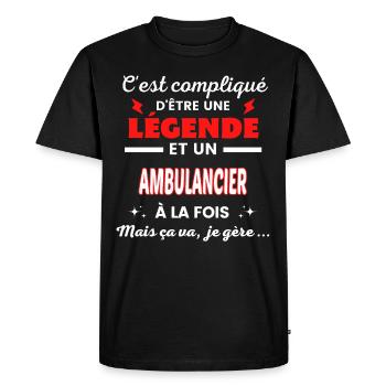 C'est compliqué phrase drôle AMBULANCIER - T-shirt Premium bio Homme - noir - Devant - Nico (187cm)