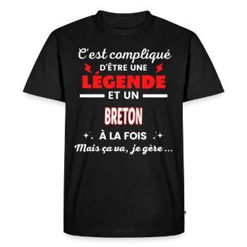 C'est compliqué phrase drôle BRETON - T-shirt Premium bio Homme - noir - Devant - Nico (187cm)