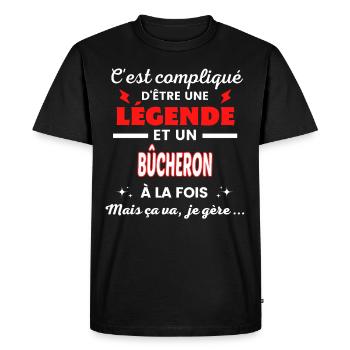 C'est compliqué phrase drôle BÛCHERON - T-shirt Premium bio Homme - noir - Devant - Nico (187cm)