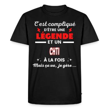 C'est compliqué phrase drôle CHTI - T-shirt Premium bio Homme - noir - Devant - Nico (187cm)
