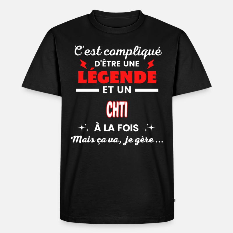 C'est compliqué phrase drôle CHTI - T-shirt Premium bio Homme - noir